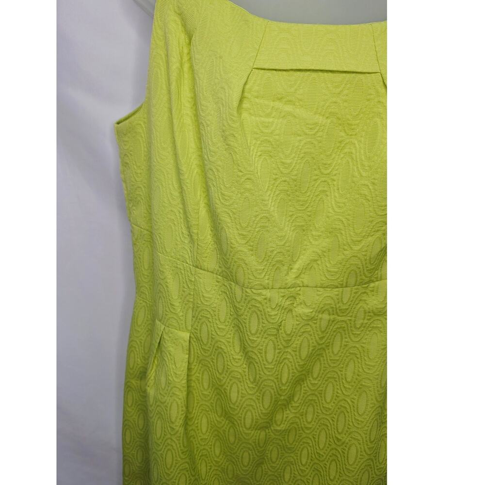 K Studio Collection Lime Green Retro Jacquard Pleated Shift Dress Office Preppy - Picture 4 of 15